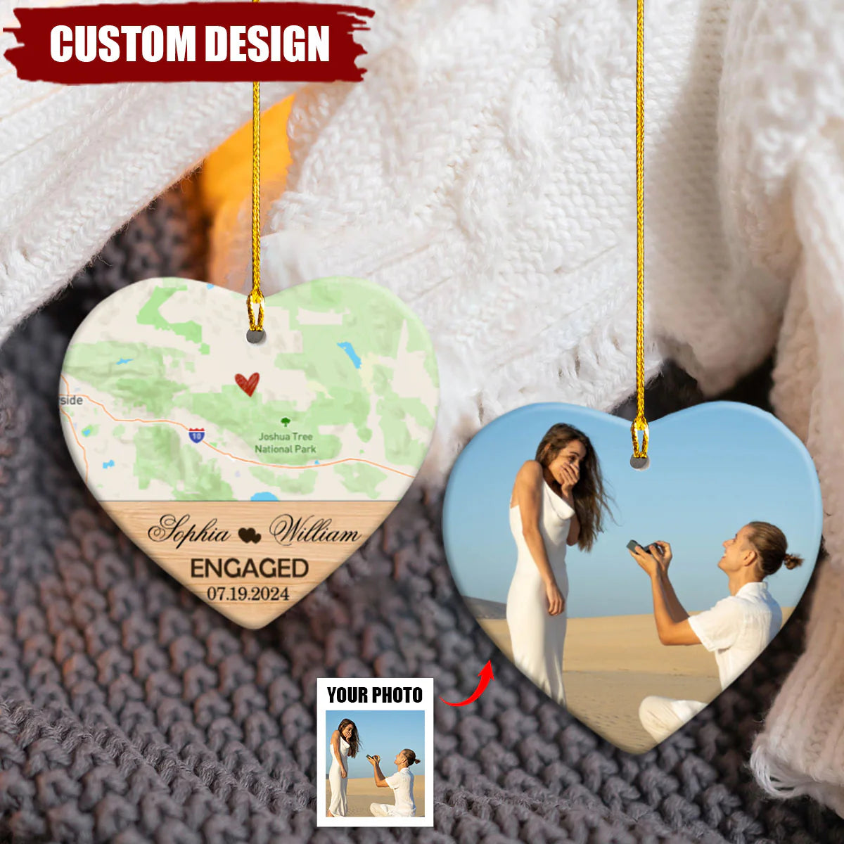 Personalized Engagement Map Ornament personalization view for Couples