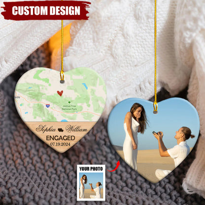 Personalized Engagement Map Ornament personalization view for Couples