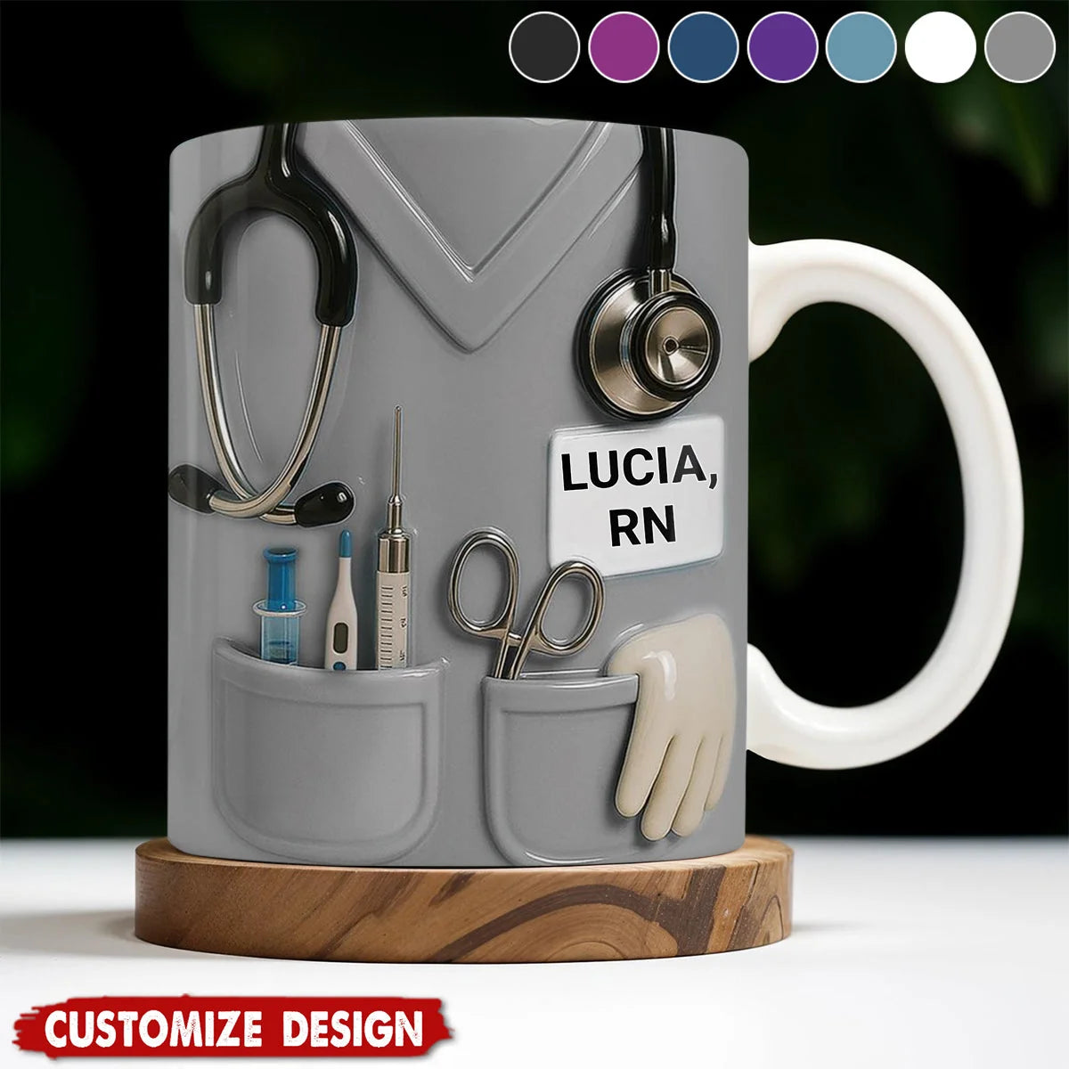 Custom Nurse Scrubs Coffee Mug - Personalized Stethoscope RN Gift for Healthcare Workers