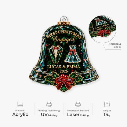 First Christmas As Mr & Mrs Personalized Bell Acrylic Ornament - Custom Couple Gift
