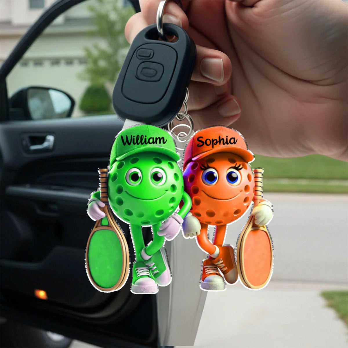 Pickleball Passion Personalized Couple Keychain - Custom Acrylic Keepsake for Pickleball Lovers