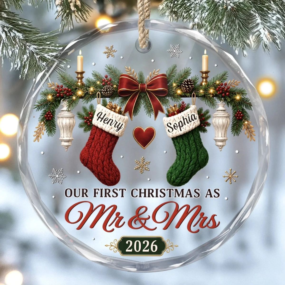 Custom First Christmas Circle Glass Ornament - Personalized Anniversary Christmas Wedding Gifts For Husband And Wife, Him And Her - Love Hanging On Tree 8024bf0f-85df-40f7-9135-4d75bd547ffc-banner-2.jpeg