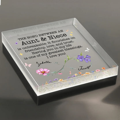 Personalized aunt and niece acrylic plaque with custom names and beautiful birth month flowers image 6