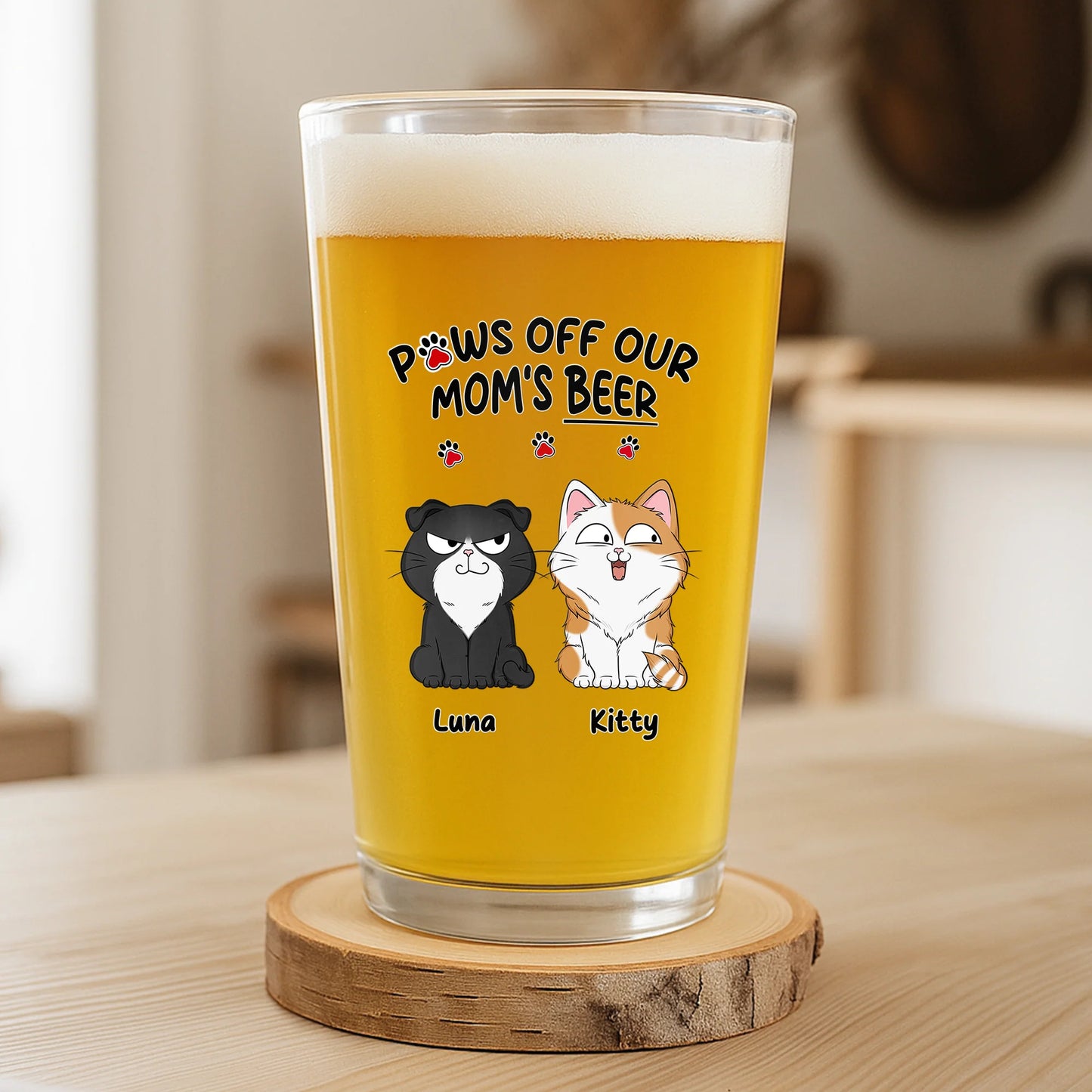 Personalized Cat Dad Beer Glass personalization view for Dad