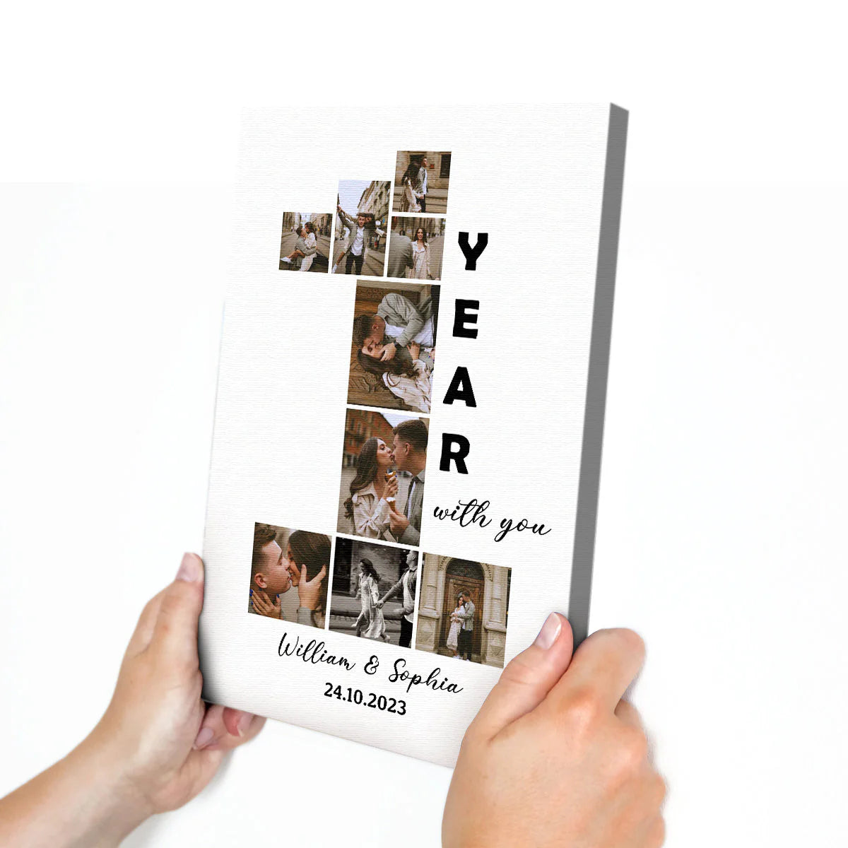 Custom 1 Year Anniversary Photo Canvas for Couples with personalized design details for meaningful gifting image 6