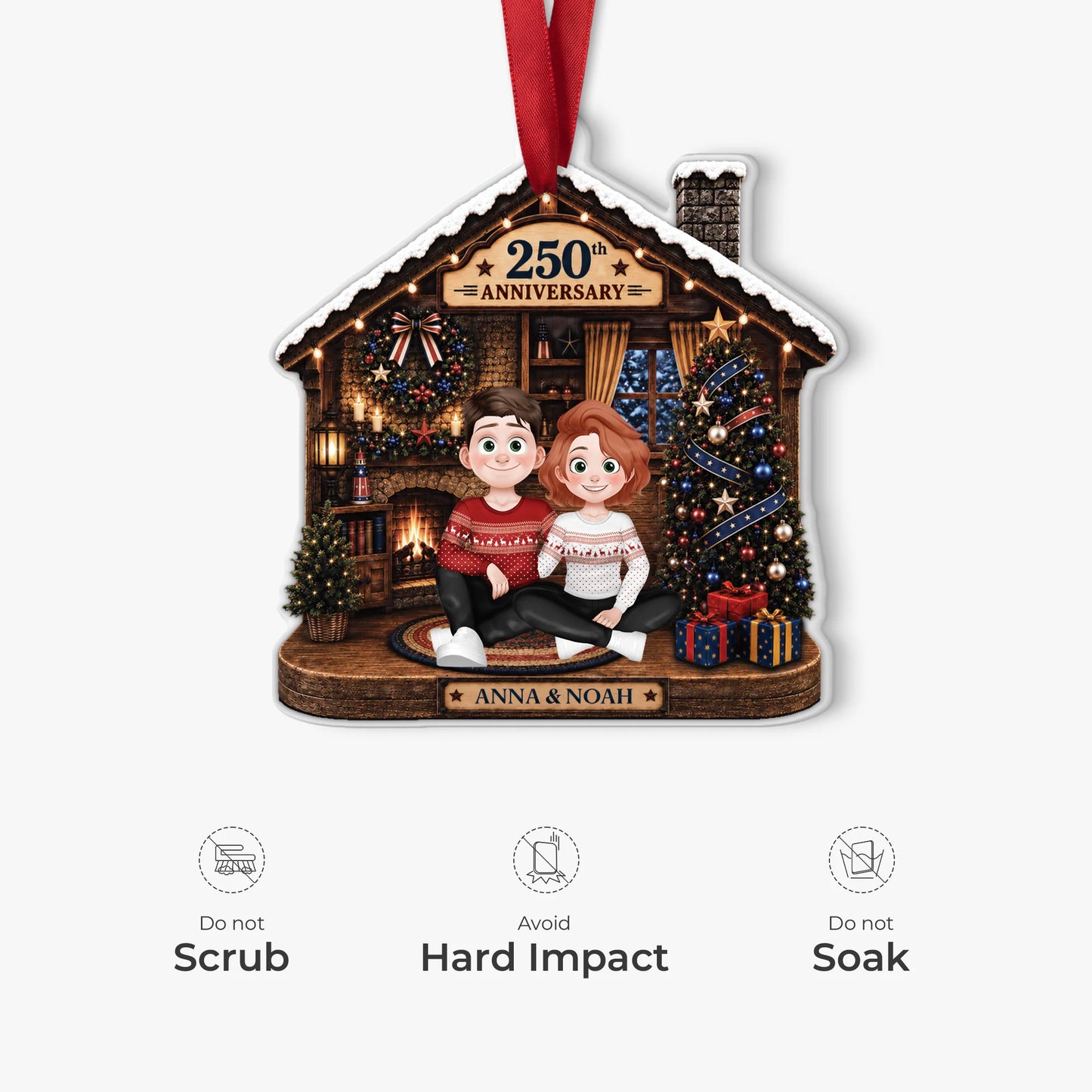Personalized Couple Anniversary Acrylic Ornament - Custom Christmas Tree Keepsake Gift