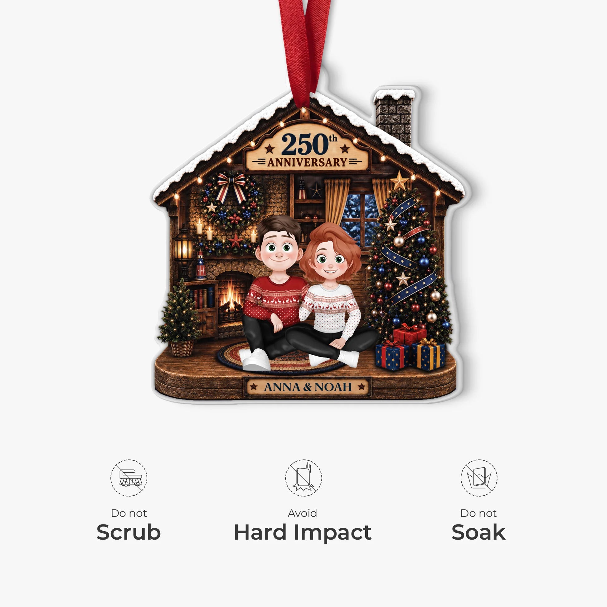 Personalized Couple Anniversary Acrylic Ornament - Custom Christmas Tree Keepsake Gift