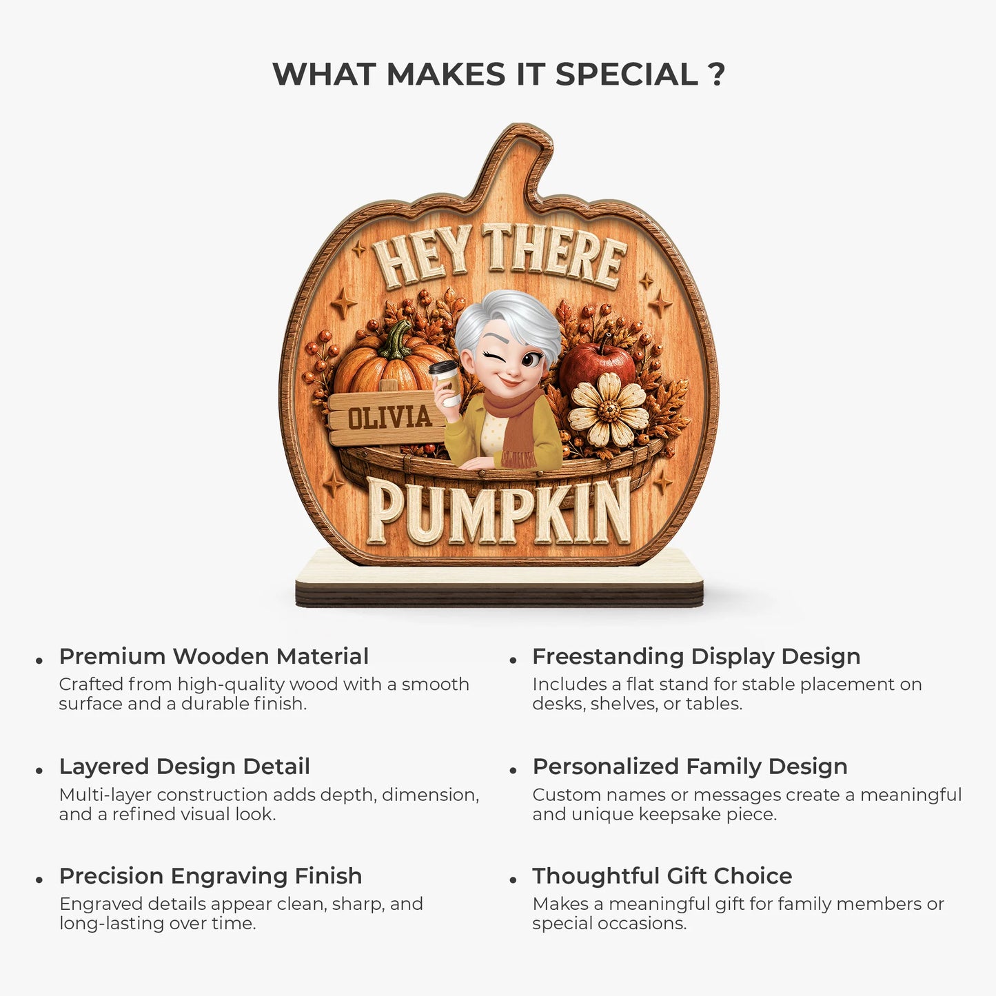 Hey There Pumpkin Custom Fall Wooden Plaque - Personalized Autumn Decor Keepsake Gift