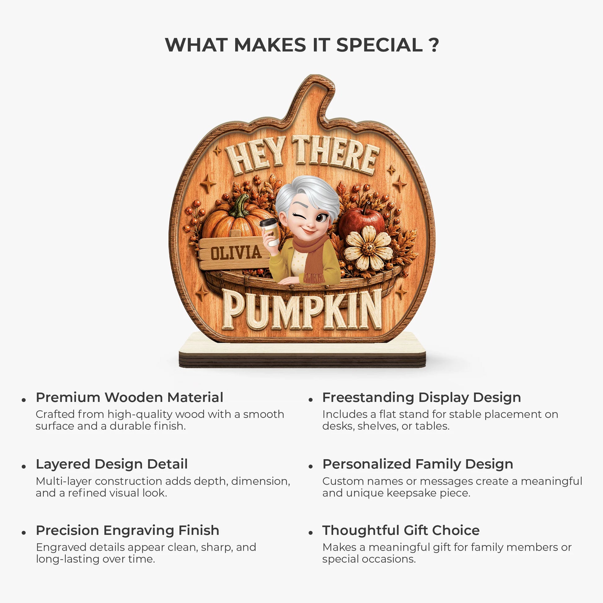 Hey There Pumpkin Custom Fall Wooden Plaque - Personalized Autumn Decor Keepsake Gift