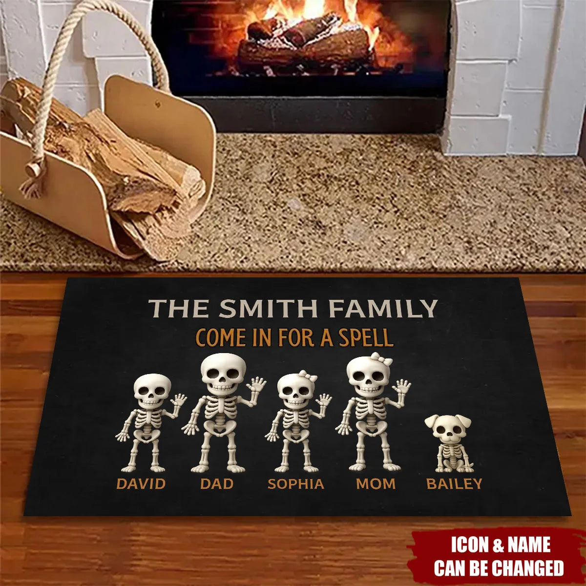 "Come In For A Spell" Personalized Halloween Doormat - Custom Fall Entryway Decor for Family