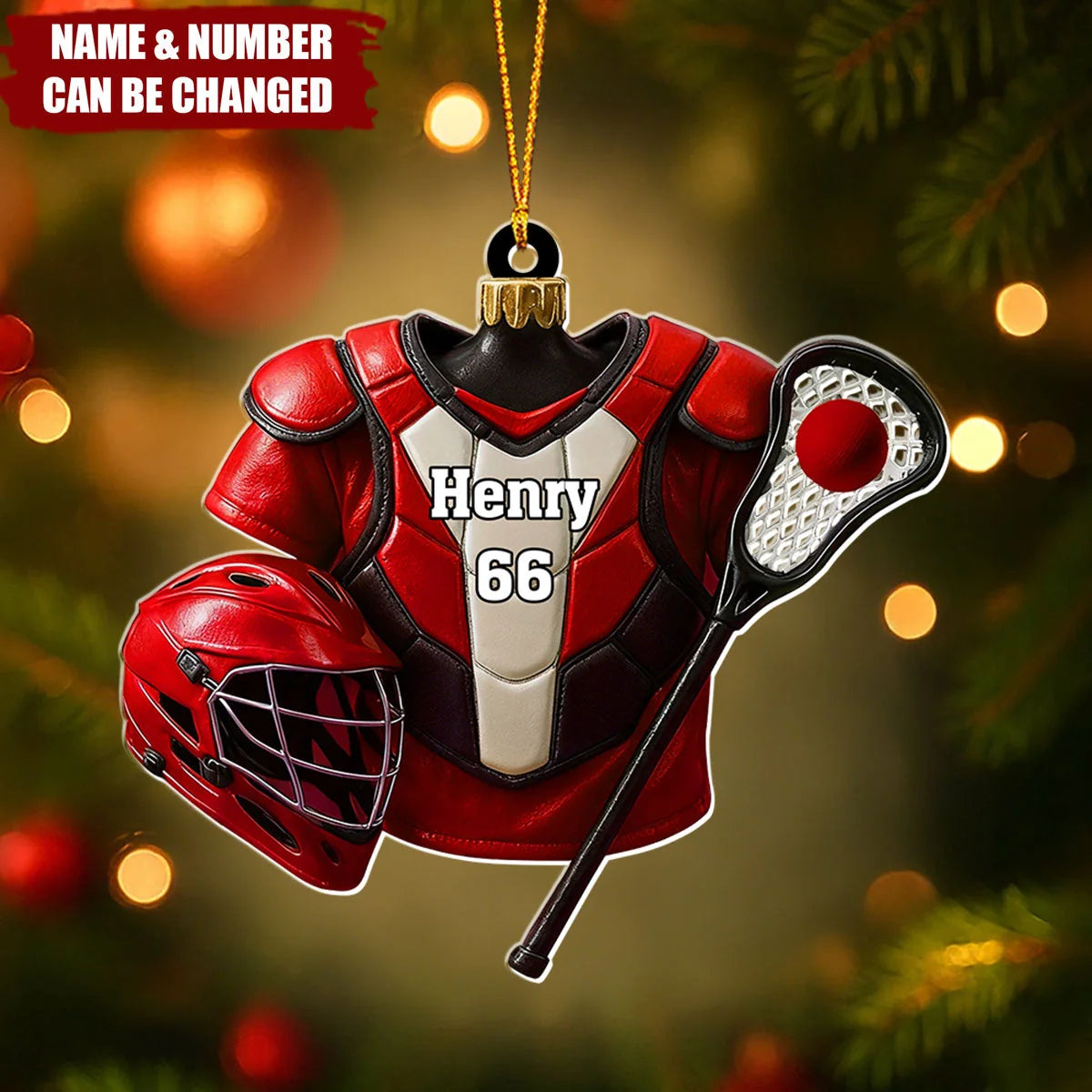 Personalized Lacrosse Jersey Acrylic Ornament with Name Number - Custom Sports Keepsake Gift for Players