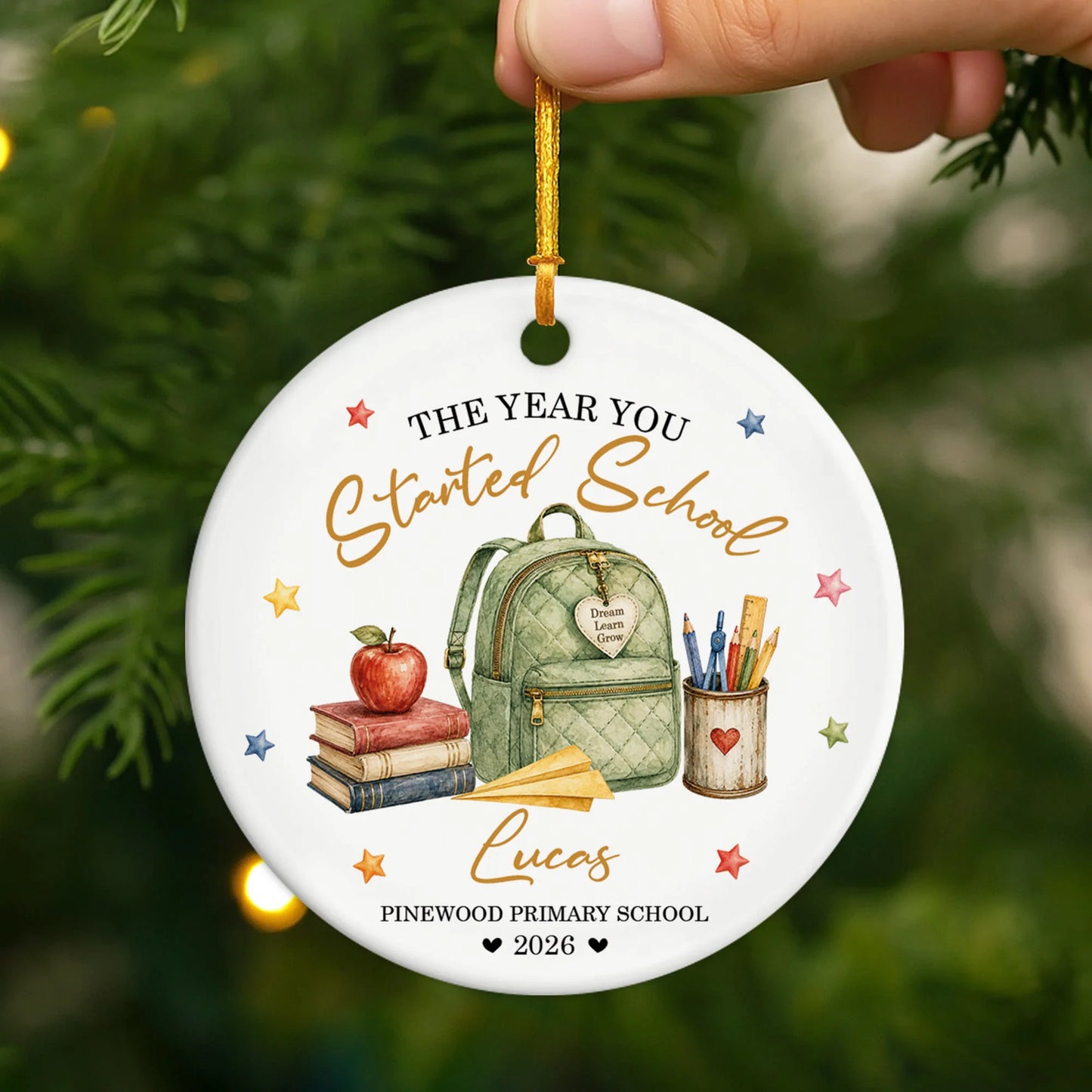 The Year You Started School Custom Ceramic Ornament - Personalized Back to School Keepsake Gift for Kids