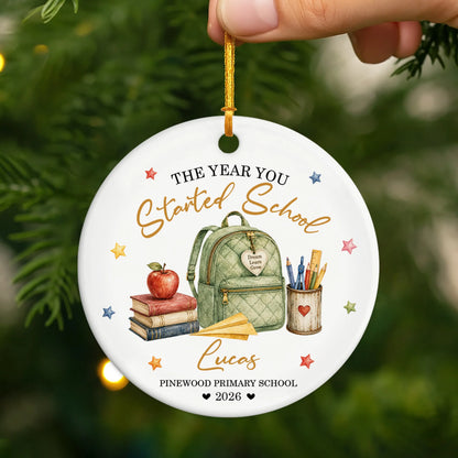 The Year You Started School Custom Ceramic Ornament - Personalized Back to School Keepsake Gift for Kids