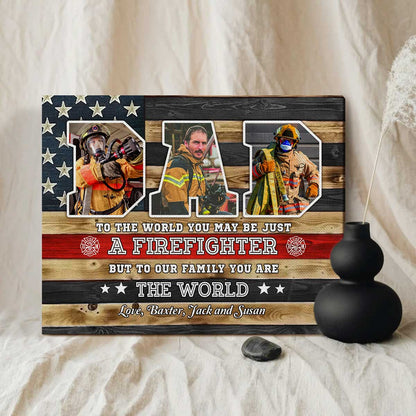 Personalized Firefighter Dad Canvas personalization view for Dad
