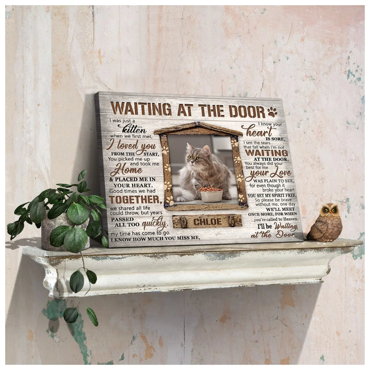 Waiting at the Door Personalized Cat Memorial Canvas / Poster - Loss of Cat Sympathy Gift