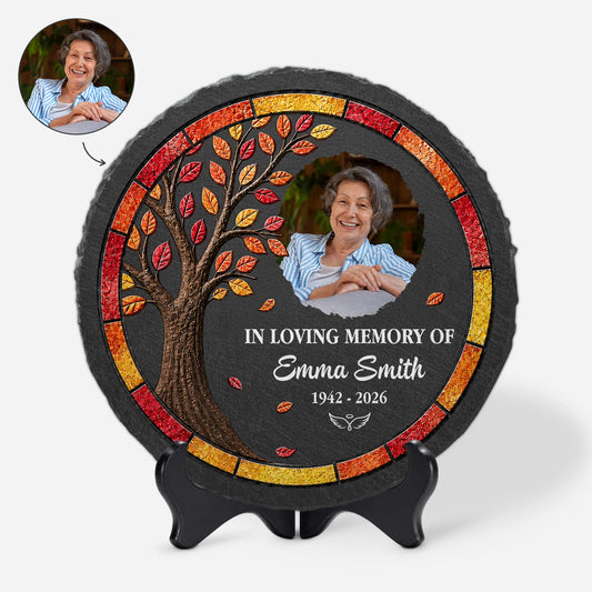 In Loving Memory Personalized Memorial Stone Slate Plaque - Keepsake Tribute for Family