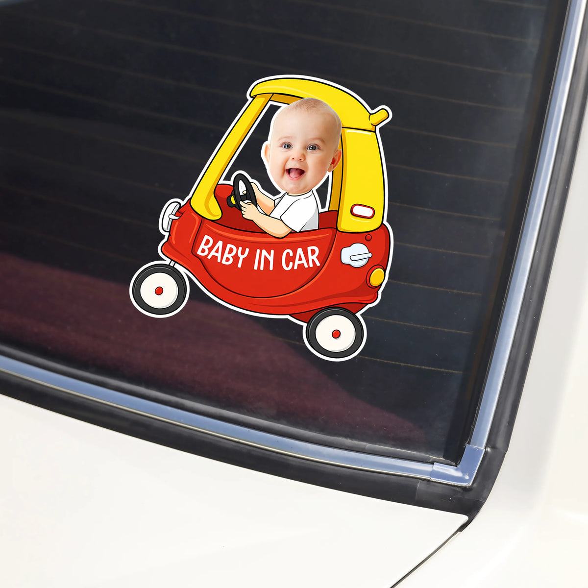 Baby In Car Custom Photo Decal Sticker - Personalized Car Window Keepsake for Parents