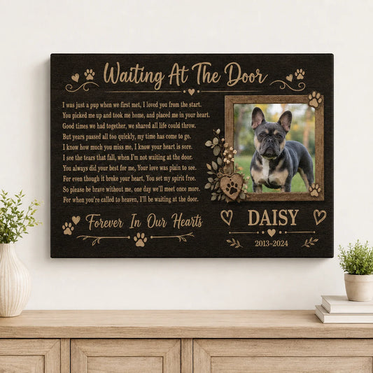 "Waiting At The Door" Personalized Pet Memorial Canvas / Poster - Custom Gift for Pet Loss