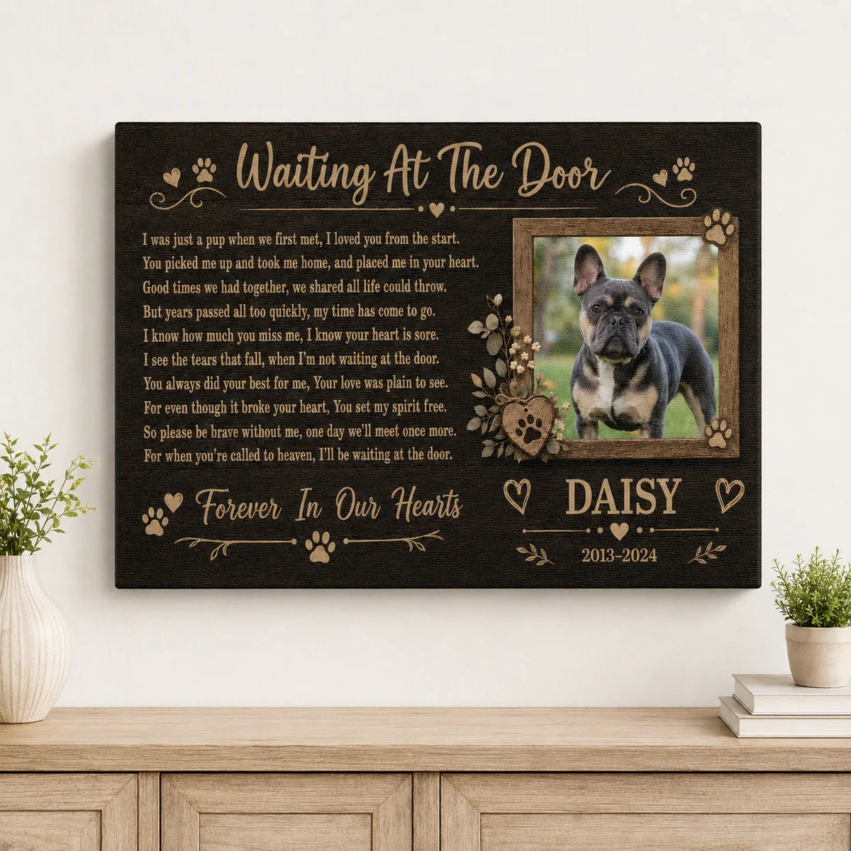 "Waiting At The Door" Personalized Pet Memorial Canvas / Poster - Custom Gift for Pet Loss
