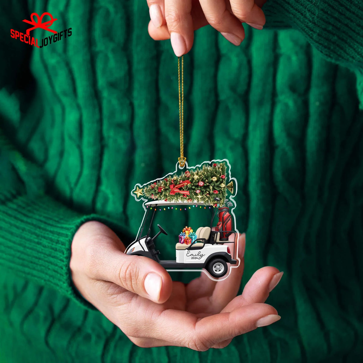 Custom Golf Cart Acrylic Ornament - Personalized Christmas Tree Keepsake Gift for Golfers