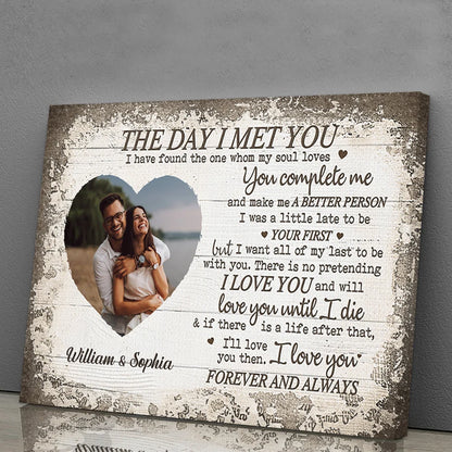 The Day I Met You Personalized Couple Canvas / Poster - Custom Photo Anniversary Gift for Husband & Wife
