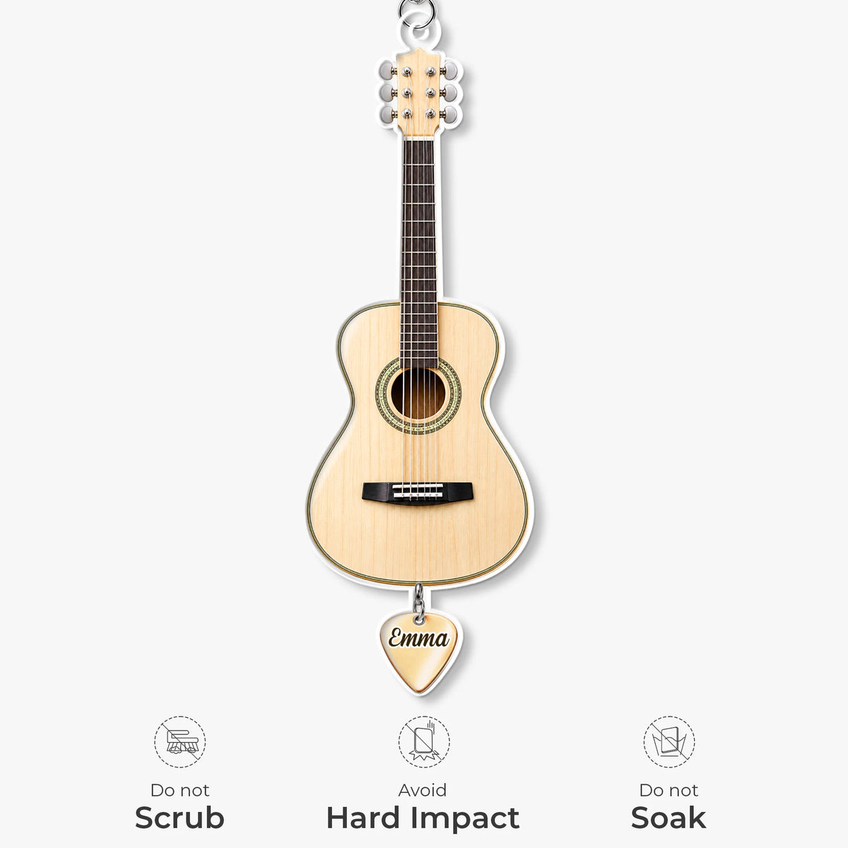 Personalized Guitar Pick Keychain with Name – Custom Music Gift for Guitar Lovers
