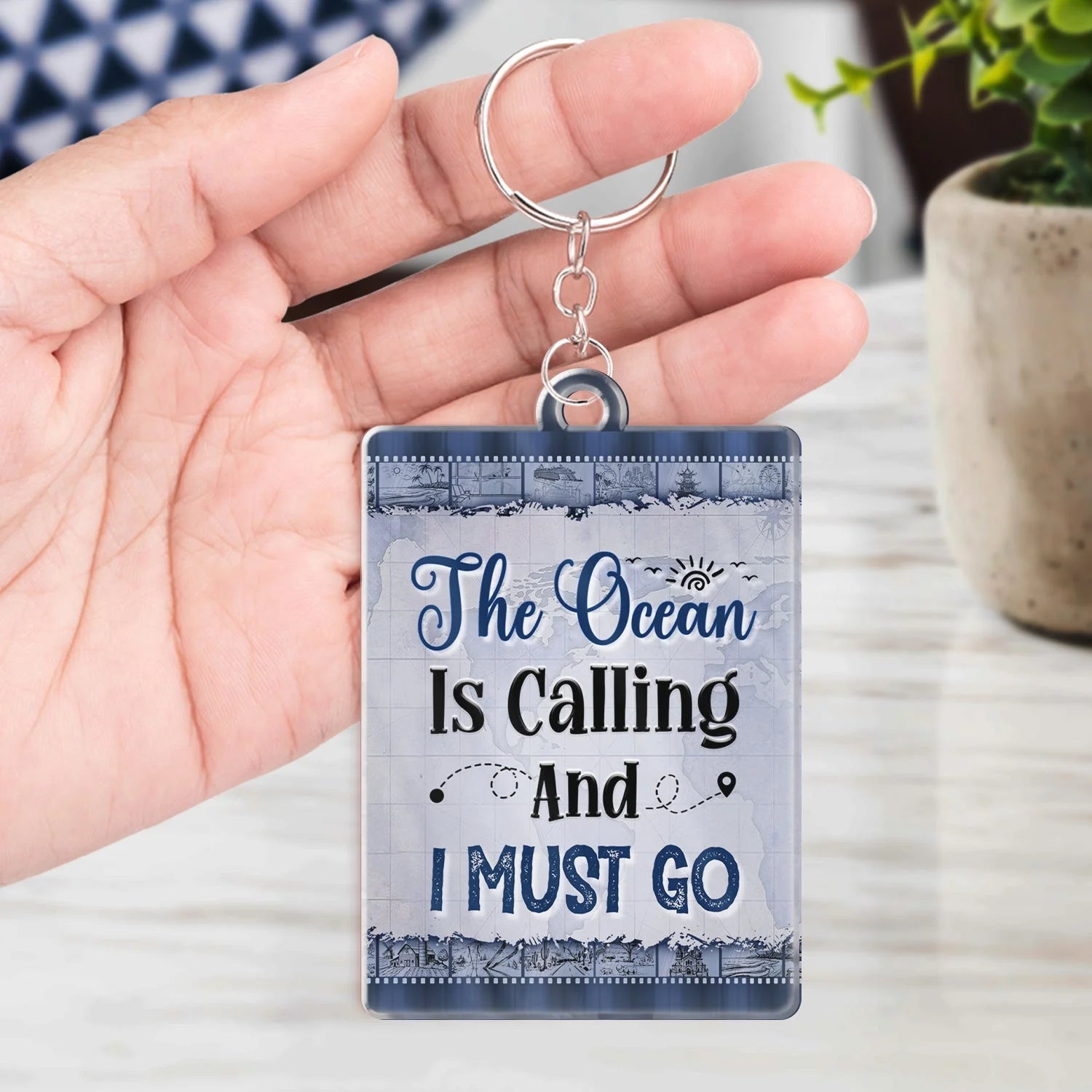 Keychain material and size view - Custom Travel Acrylic Keychain