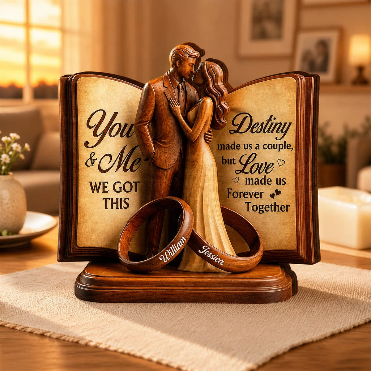 "Destiny Made Us A Couple" Personalized Wooden Block - Custom Special Gift For Couples