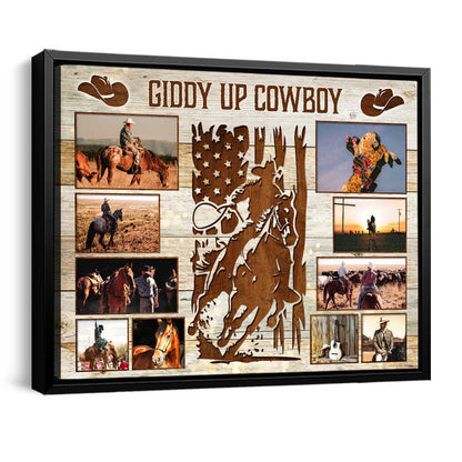 Canvas / Poster material and size view - Custom Cowboy Photo Collage Canvas