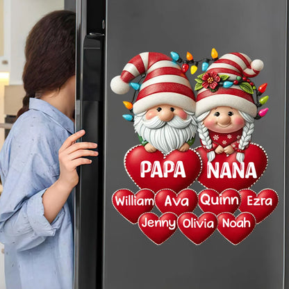 Personalized Christmas Gnomes Decal Sticker for Grandparents - Custom Grandkids Names Gift
