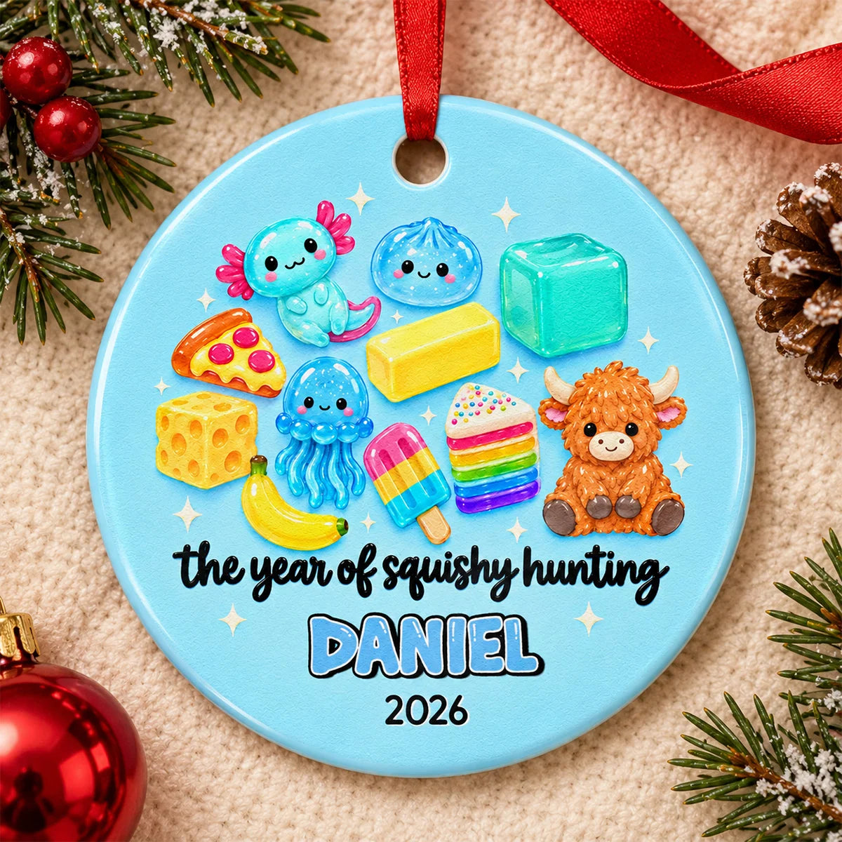 The Year of Squishy Hunting Personalized Ceramic Ornament - Custom Kids Christmas Keepsake Gift