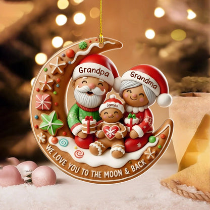 Love You to the Moon Custom Christmas Ornament - Personalized Acrylic Gift for Grandparents