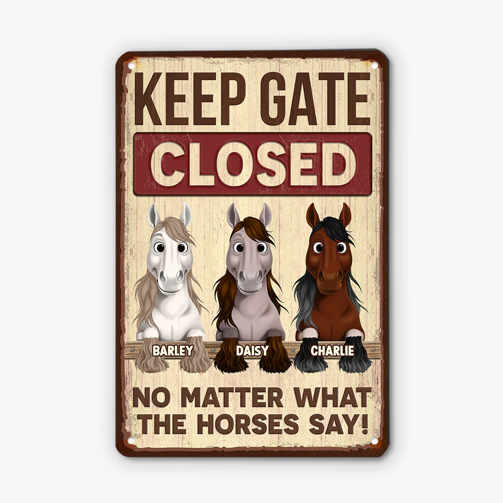 Custom Keep Gate Closed Metal Sign for Yourself with personalized design details for meaningful gifting