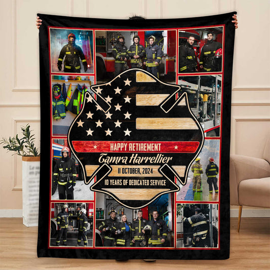 Personalized Firefighter Retirement Blanket personalization view for Dad