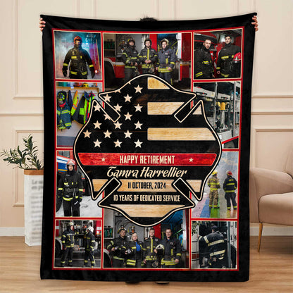 Personalized Firefighter Retirement Blanket personalization view for Dad