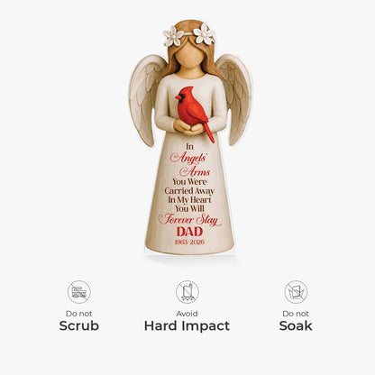 In Angels Arms Personalized Memorial Plaque - Custom Cardinal Keepsake for Loss of Loved One