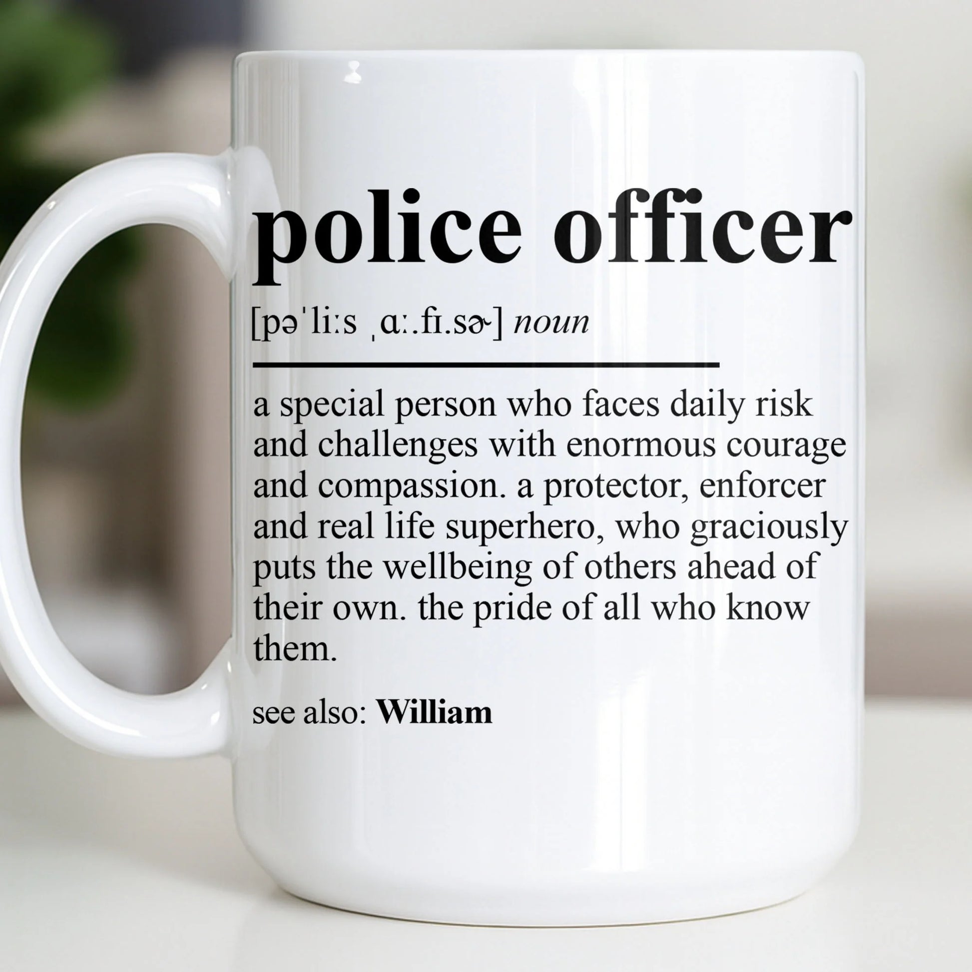 Mug material and size view - Personalized Police Officer Definition Mug