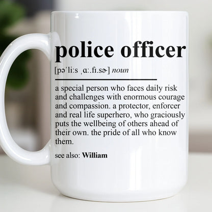 Mug material and size view - Personalized Police Officer Definition Mug