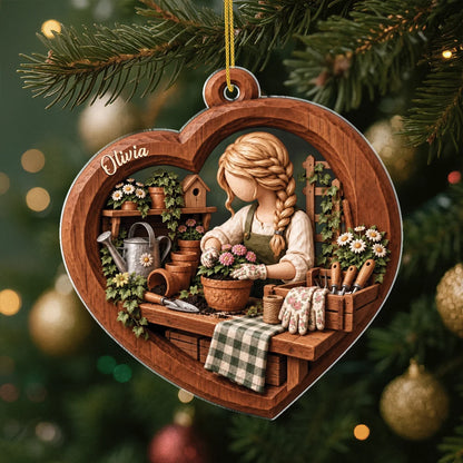 Garden Joy Personalized Garden Acrylic Ornament - Custom Christmas Gift for Mom and Grandma