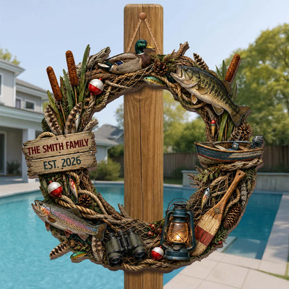 Our Family Fishing Personalized Wood Sign - Custom Lake House Gift for Fishing Lovers