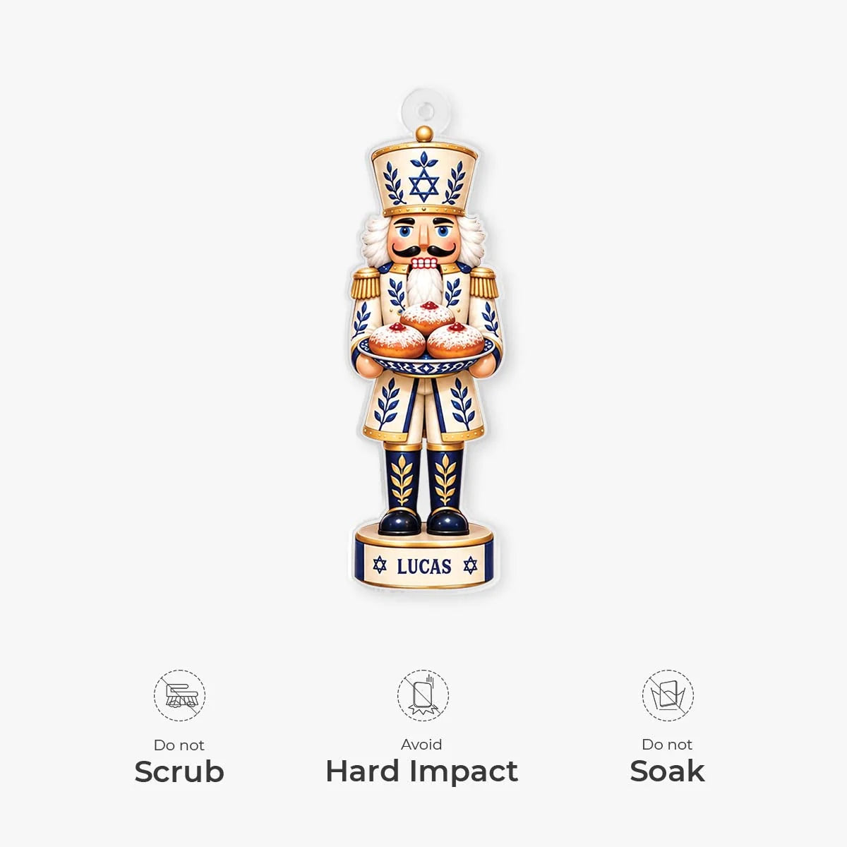 Hanukkah Nutcracker Personalized Acrylic Ornament - Custom Jewish Holiday Keepsake for Family