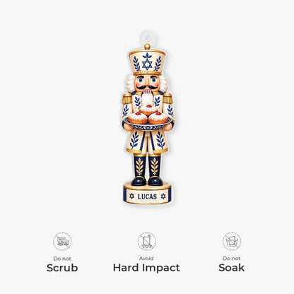 Hanukkah Nutcracker Personalized Acrylic Ornament - Custom Jewish Holiday Keepsake for Family