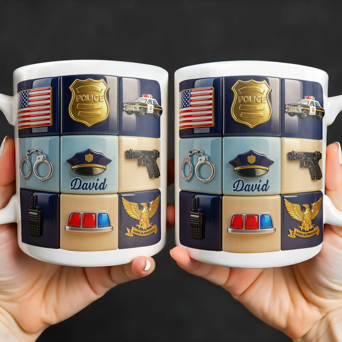 Serve & Protect Personalized Police Officer Mug for Dad - Custom Law Enforcement Gift