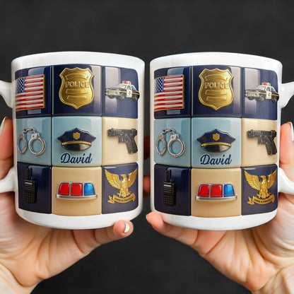 Serve & Protect Personalized Police Officer Mug for Dad - Custom Law Enforcement Gift