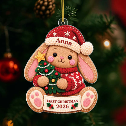 First Christmas 2026 Personalized Acrylic Ornament - Custom Cute Animal Tree Keepsake for Baby and Kids