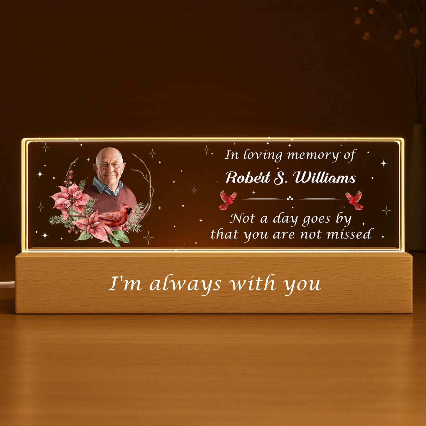 In Loving Memory Of, Flowers and Stars Night Light