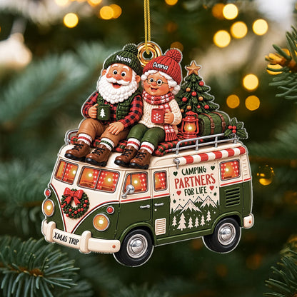 Camping Partners For Life Personalized Acrylic Ornament - Couples Camper Van Gift