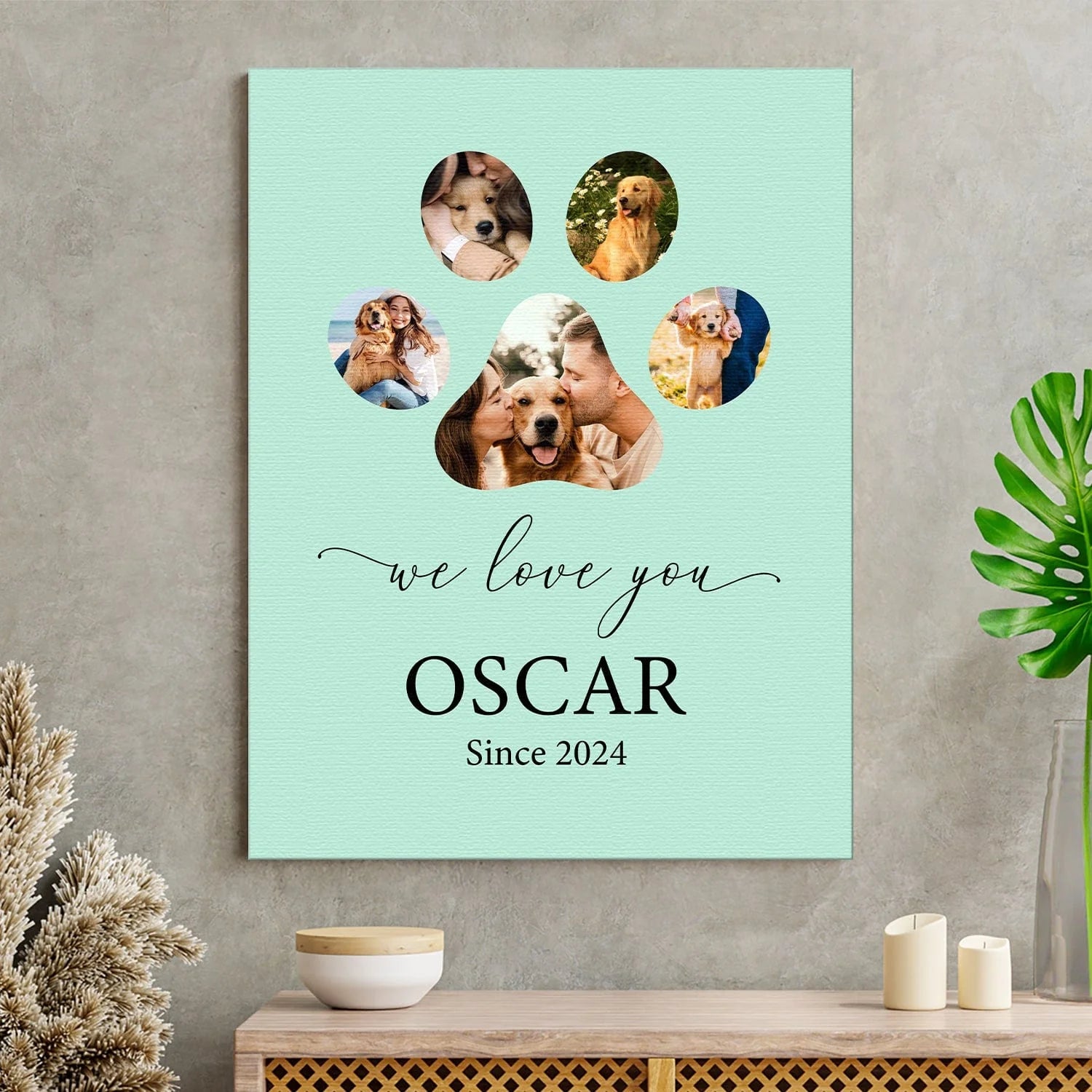 PRINTS10 Custom Photo We Love You Dog Cat Pet Photo Collage Memorial Poster Canvas Picture Frame DM01 891165