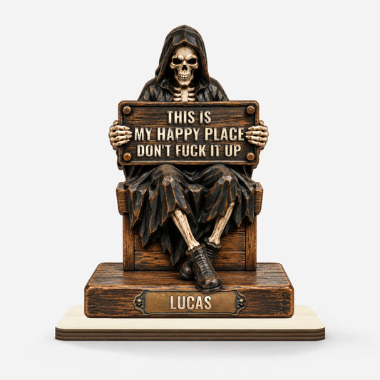This Is My Happy Place Personalized Wooden Plaque - Him Funny Desk Sign Decor