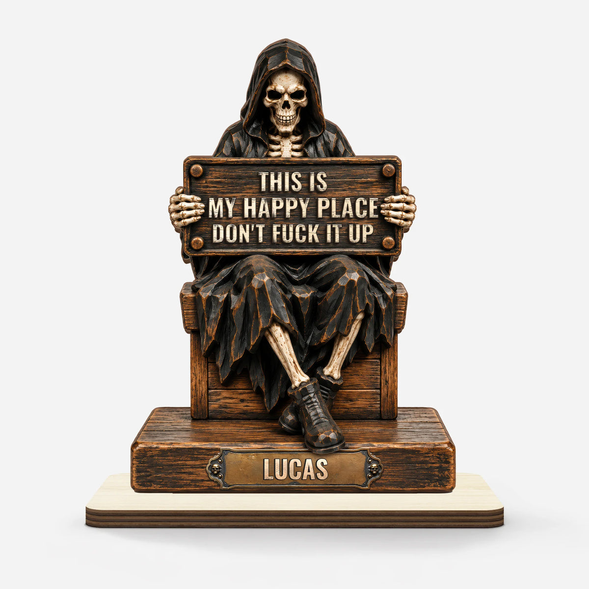 This Is My Happy Place Personalized Wooden Plaque - Him Funny Desk Sign Decor